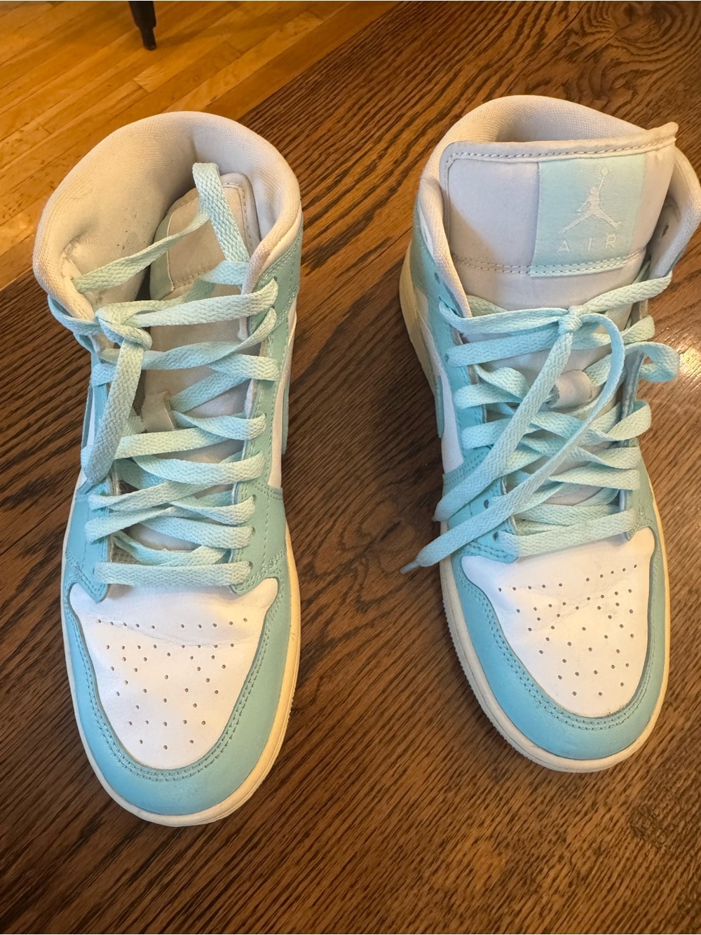 Nike Air Jordan High-Top Sneakers in Light Blue and White